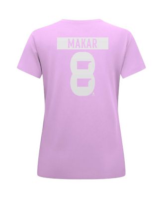 Women's Cale Makar Lavender Colorado Avalanche Hockey Fights Cancer Anthem Name Number T-Shirt
