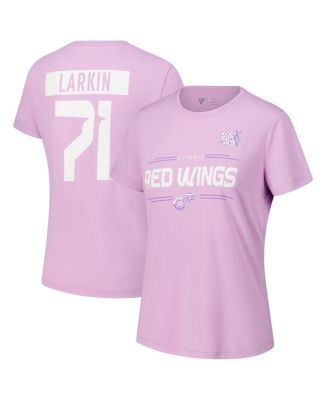 LevelWear - Women's Dylan Larkin Lavender Detroit Red Wings Hockey Fights Cancer Anthem Name Number T-Shirt