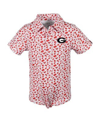 Garb - Baby Boys and Girls Red Georgia Bulldogs Tom Allover Print Performance Polo Bodysuit