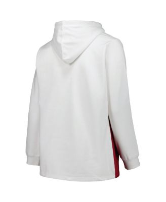 Women's White/Crimson Oklahoma Sooners Plus Size Taping Pullover Hoodie