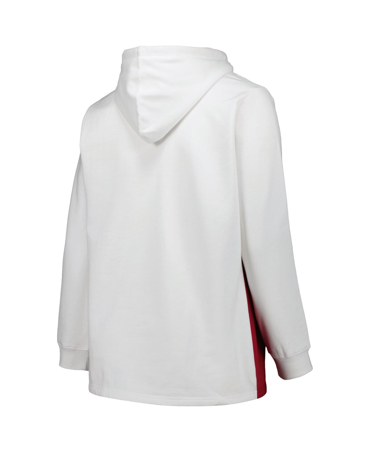 Profile Women's White/crimson Oklahoma Sooners Plus Size Taping Pullover Hoodie In White