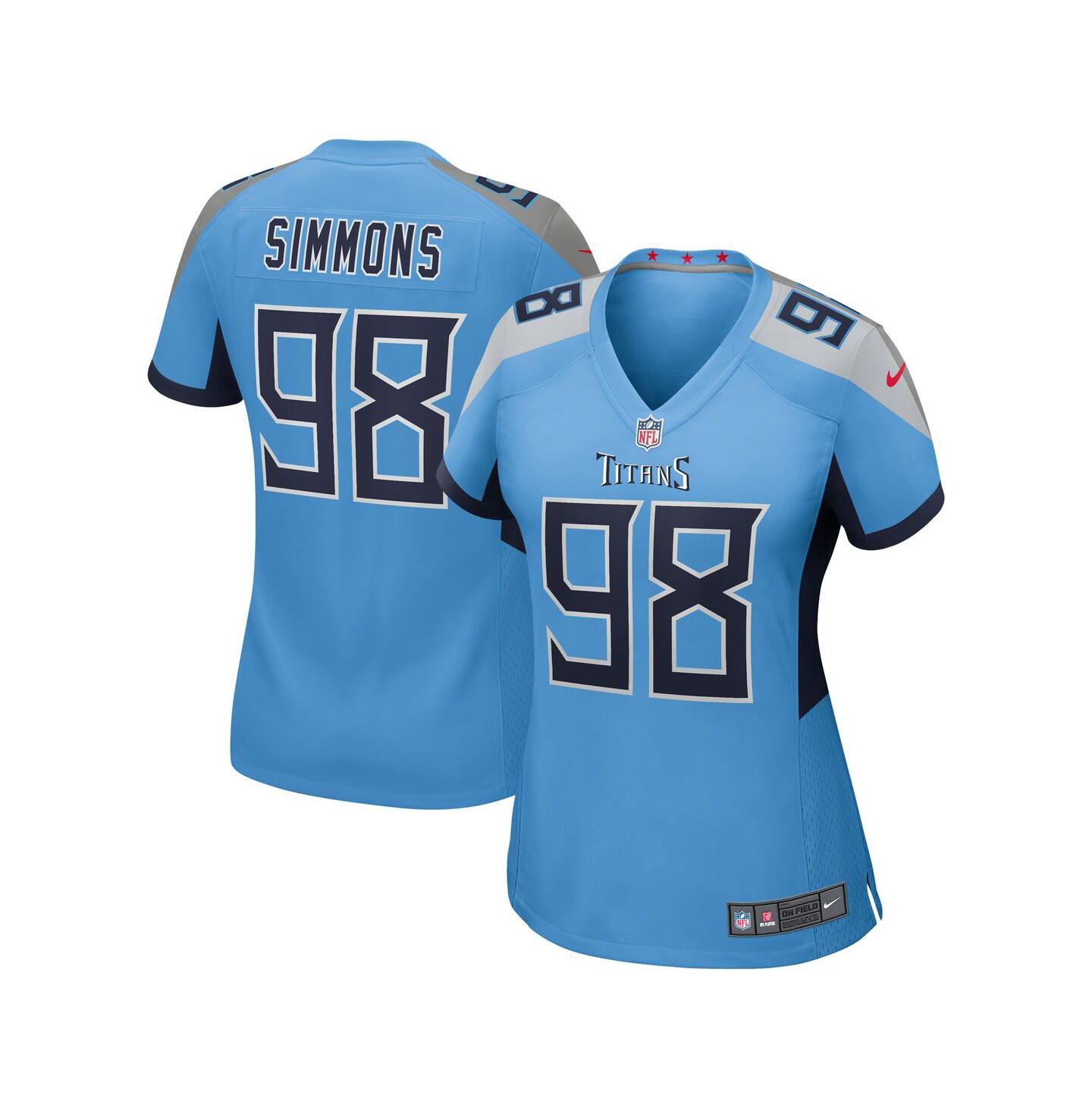 Женский топ Nike Jeffery Simmons Light Blue Tennessee Titans Team Game Jersey — фото 1