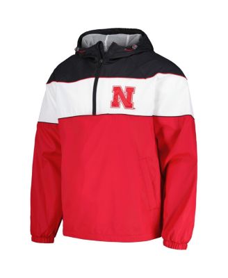 Men's Scarlet Nebraska Huskers Center Line Half-Zip Raglan Hoodie Sweatshirt
