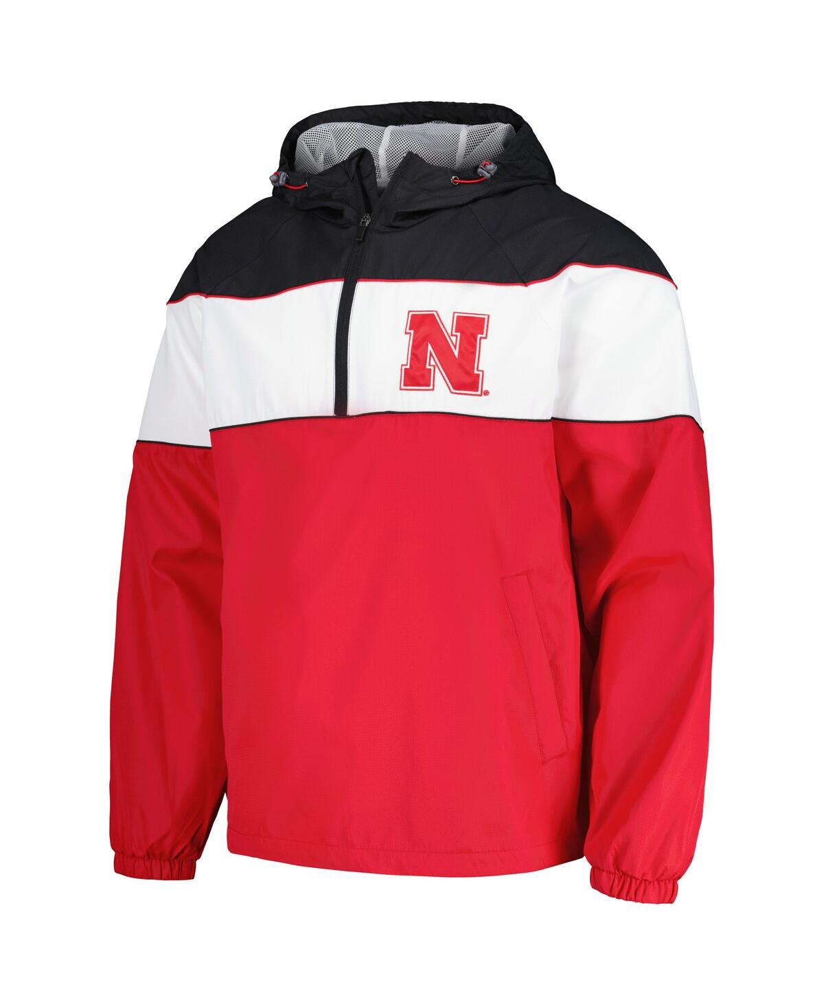 G-iii Sports By Carl Banks Men's Scarlet Nebraska Huskers Center Line Half-zip Raglan Hoodie Sweatshirt In Red
