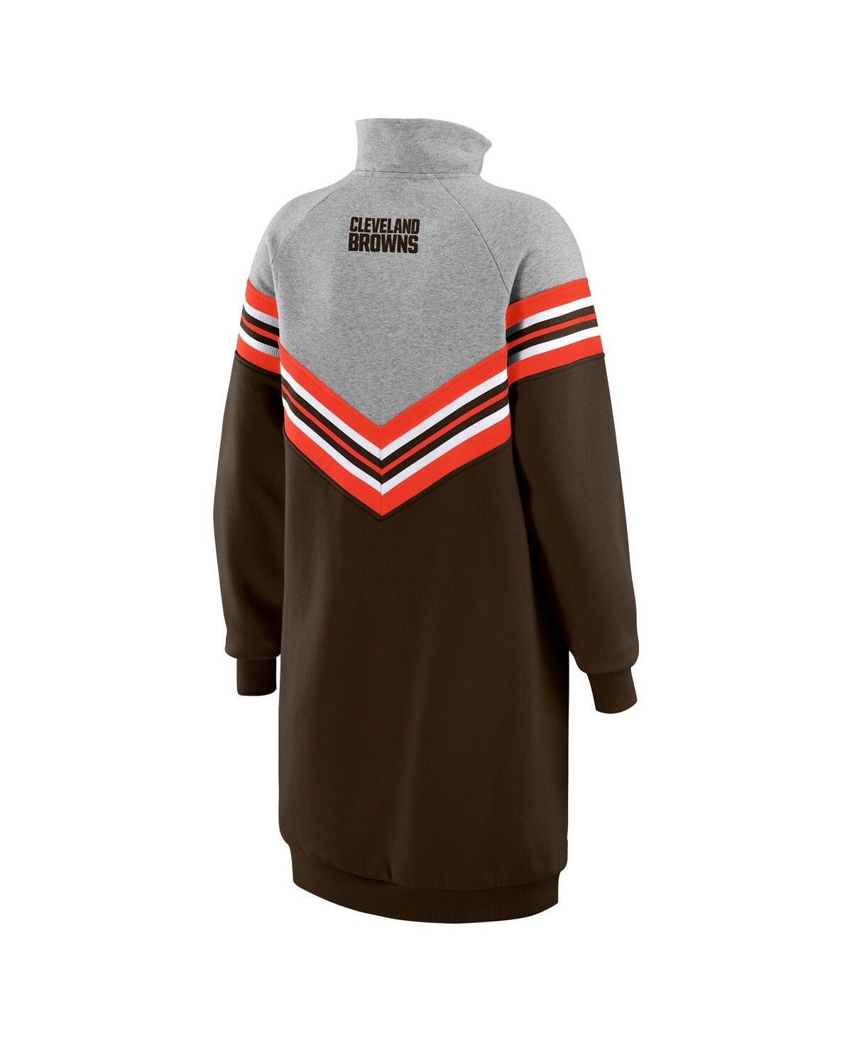 Wear By Erin Andrews Women's Brown/heather Gray Cleveland Browns Chevron Stripe Dress In Multi