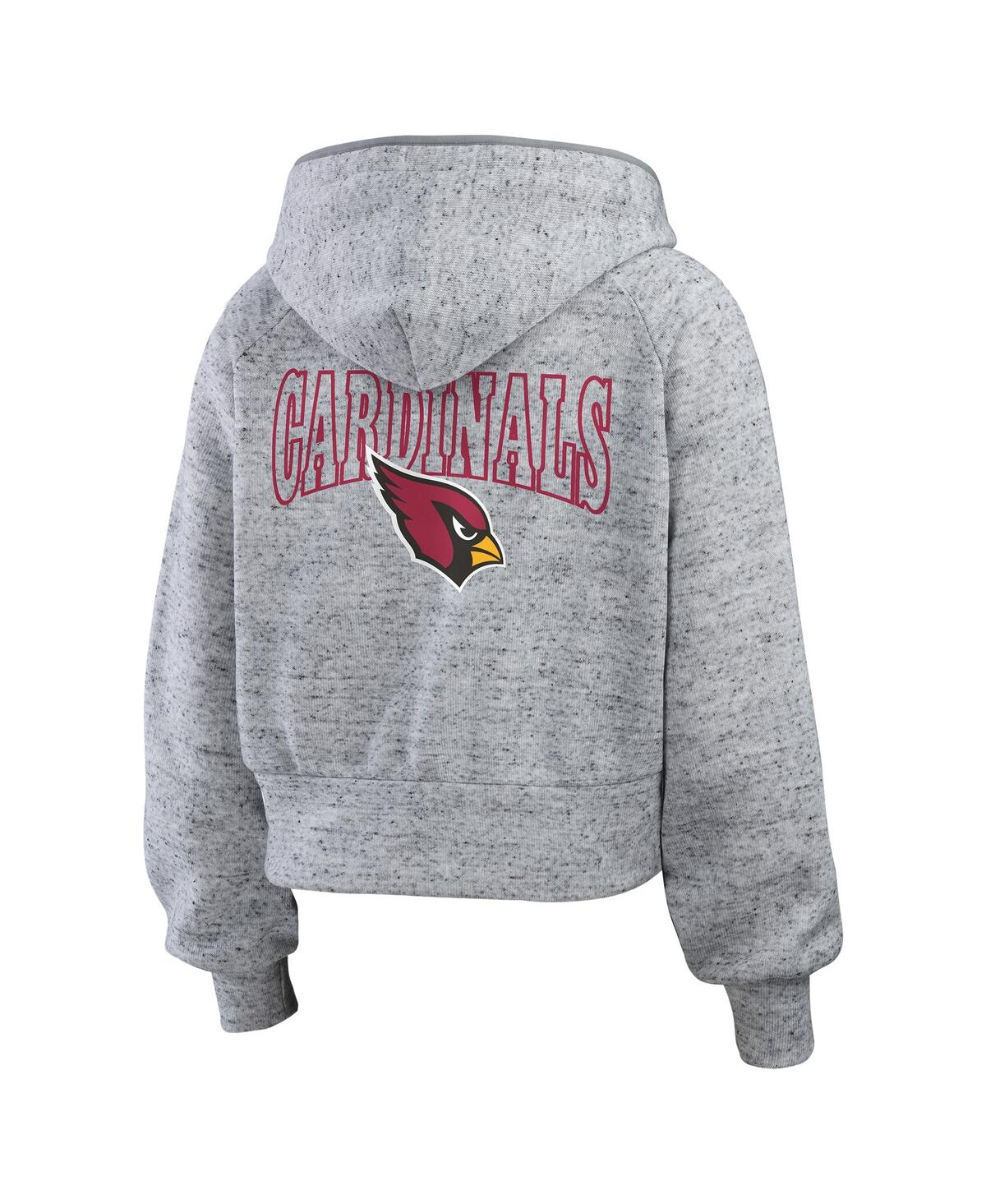 Wear By Erin Andrews Women's Heather Gray Arizona Cardinals Speckled Fleece Cropped Full-zip Hoodie In Gray