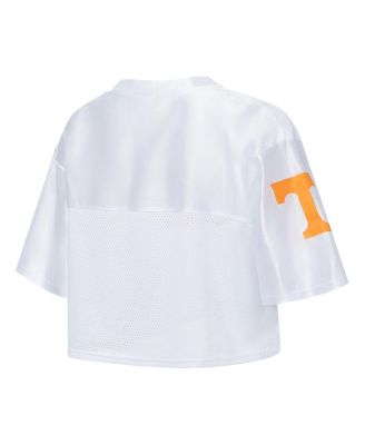 Women's White Tennessee Volunteers Mesh Cropped V-Neck T-Shirt