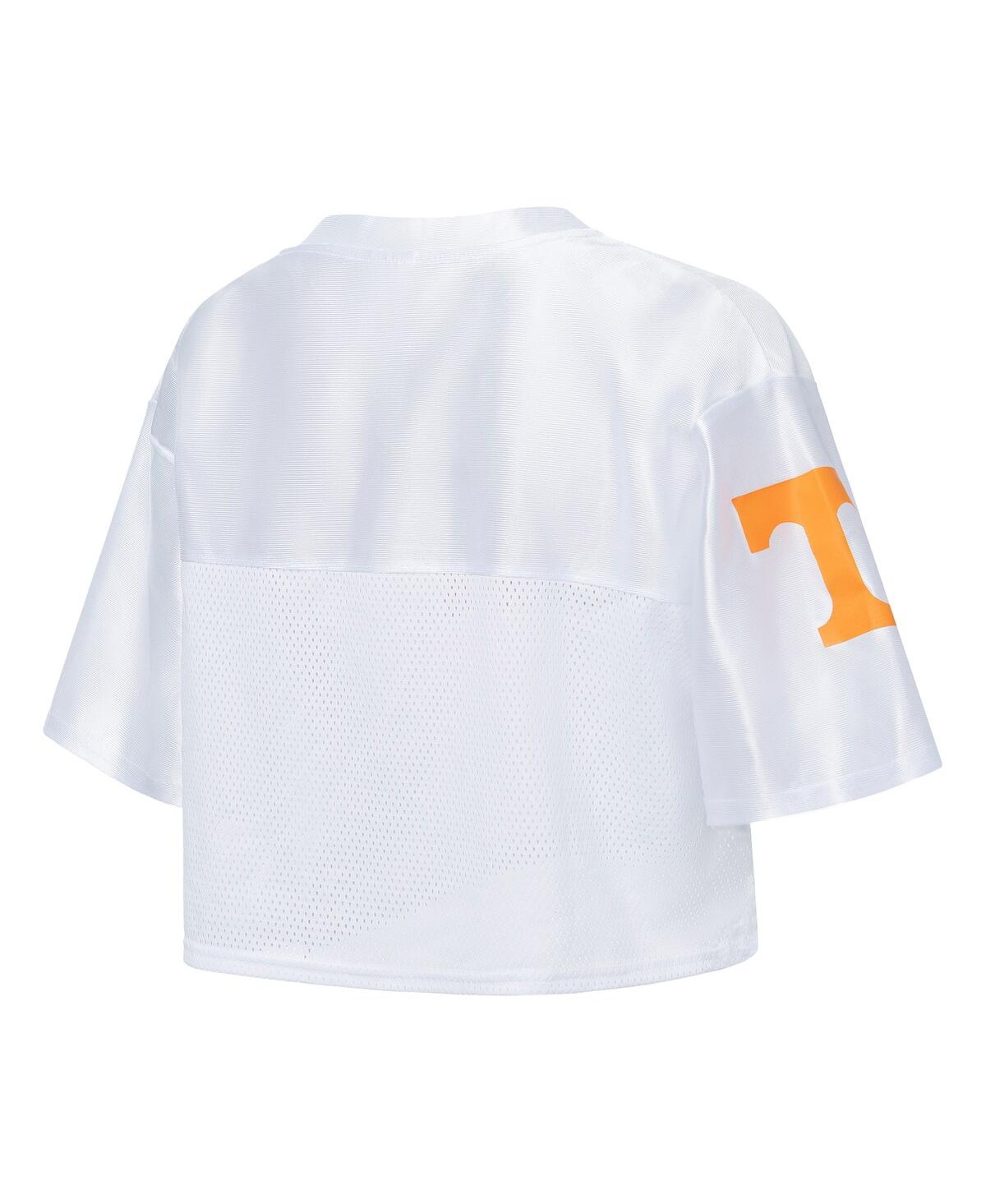 Zoozatz Women's White Tennessee Volunteers Mesh Cropped V-neck T-shirt In White