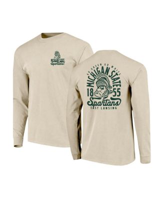 Men's Natural Michigan State Spartans Comfort Colors Mascot Overlay Long Sleeve T-Shirt