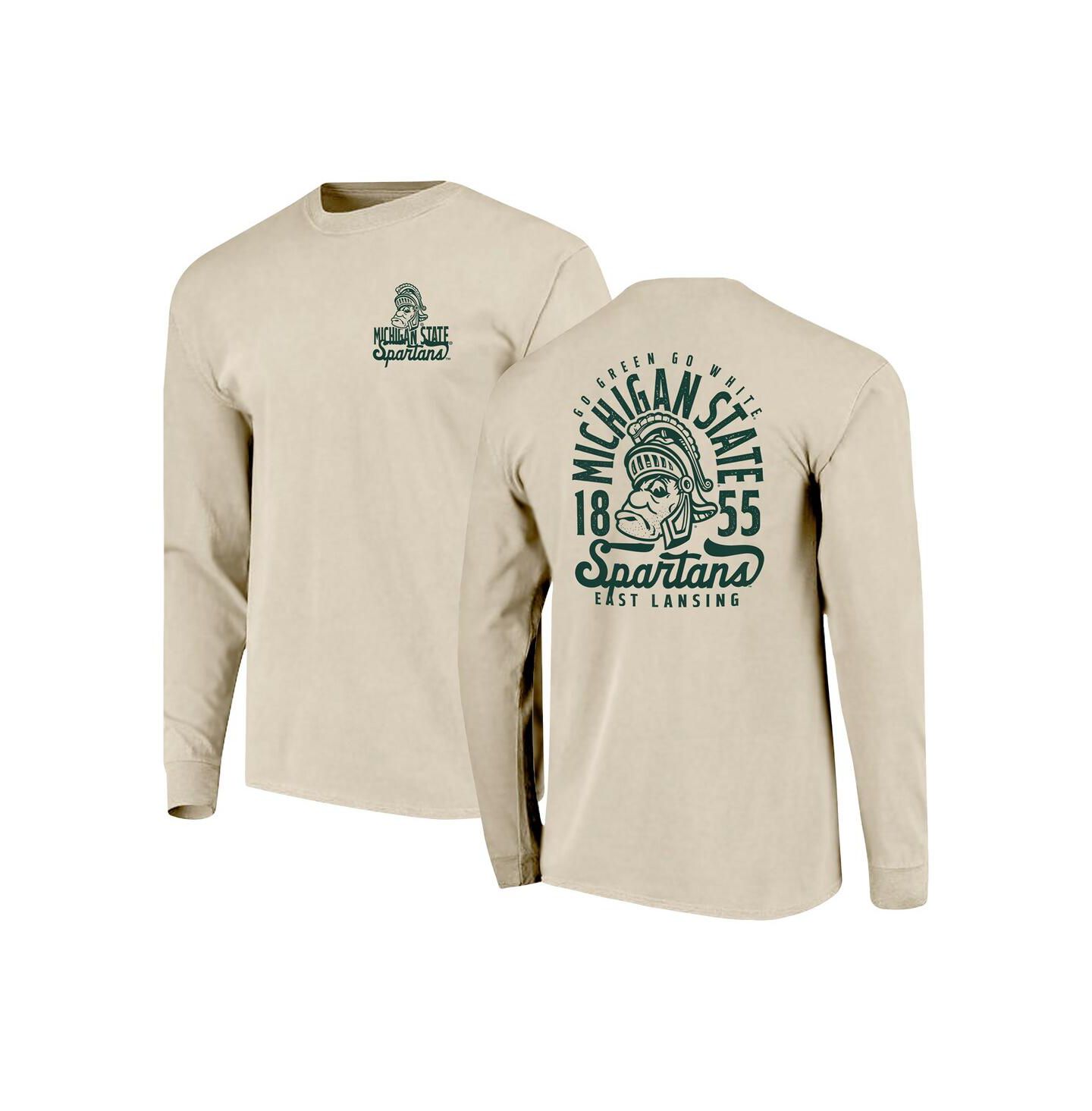 Мужская футболка Image One Natural Michigan State Spartans Comfort Colors Mascot Overlay Long Sleeve — фото 1