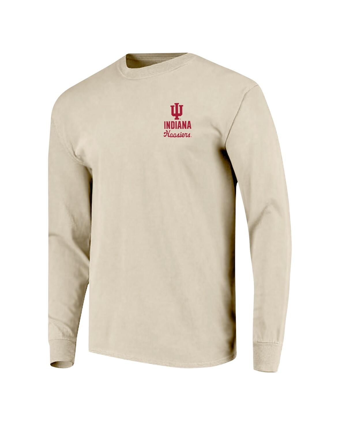 Image One Men's Natural Indiana Hoosiers Comfort Colors Mascot Overlay Long Sleeve T-shirt In Brown