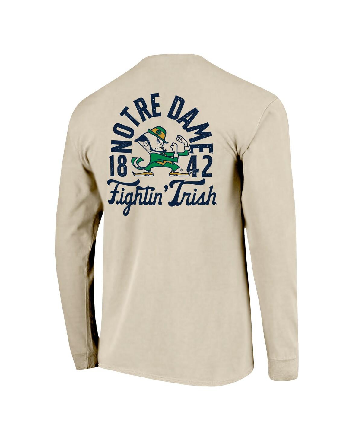 Image One Men's Natural Notre Dame Fighting Irish Comfort Colors Mascot Overlay Long Sleeve T-shirt In Neutral