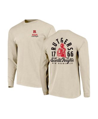 Men's Natural Rutgers Scarlet Knights Comfort Colors Mascot Overlay Long Sleeve T-Shirt