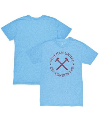 1863FC - Men's Light Blue West Ham United Mono Crest Twisted Tri-Blend Slub T-Shirt