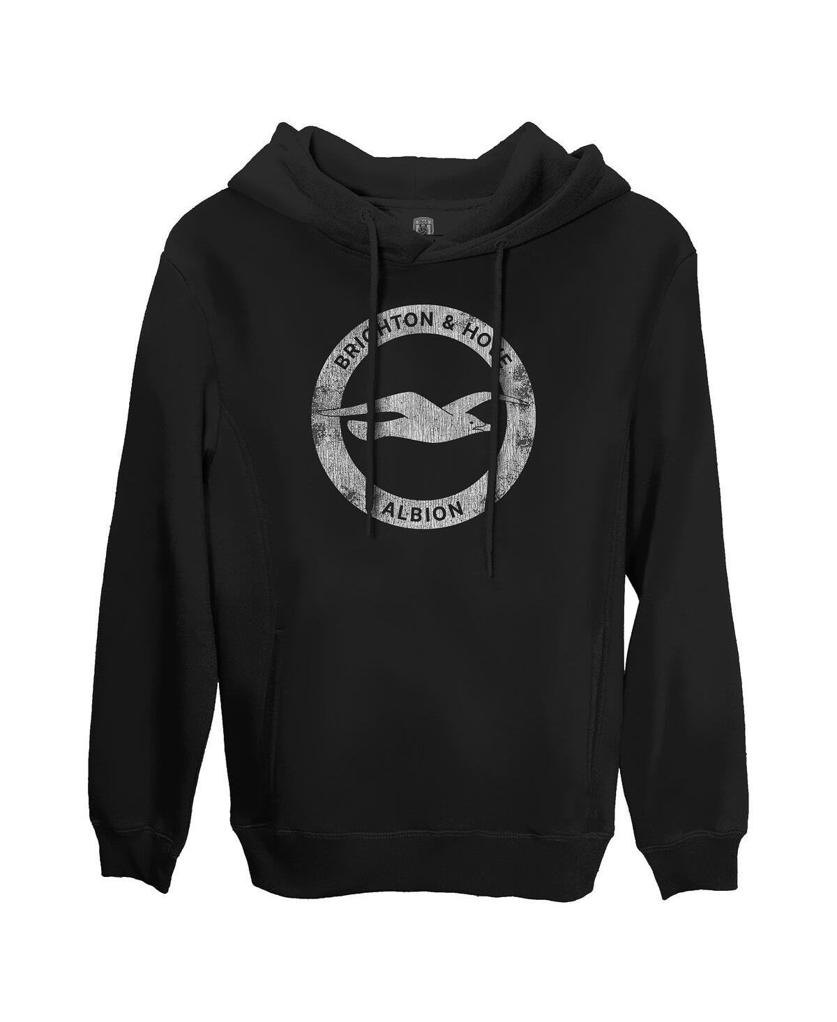 1863fc Men's Black Brighton And Hove Albion Monochrome Badge Fleece Pullover Hoodie In Black