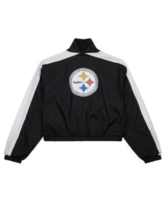 Women's Black Pittsburgh Steelers Nylon Cropped Full-Zip Jacket