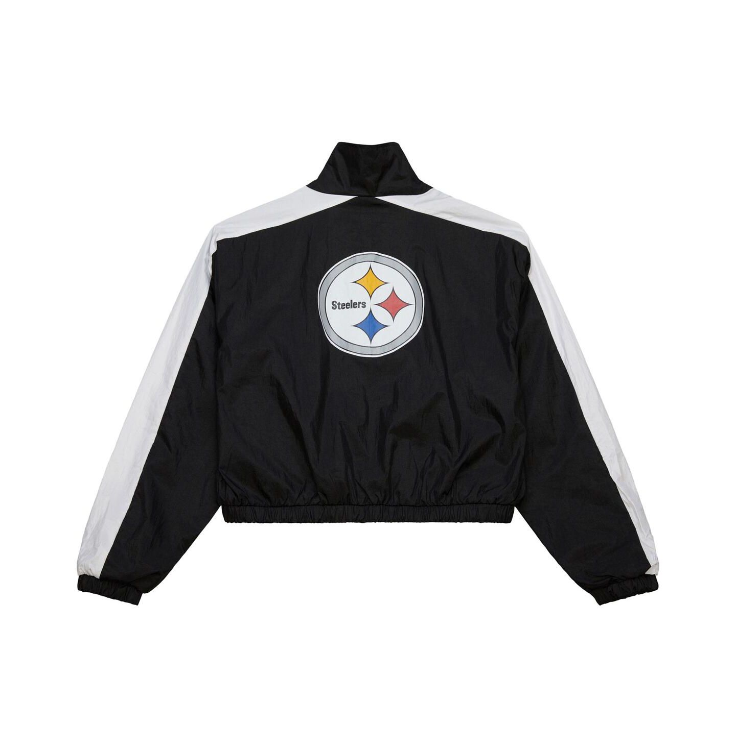 Женская куртка Mitchell & Ness Black Pittsburgh Steelers Nylon Cropped Full-Zip — фото 2