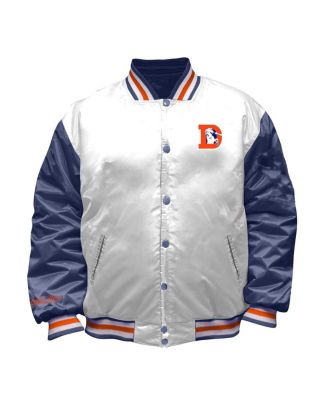 Women's White Denver Broncos Throwback Plus Size Full-Snap Satin Jacket