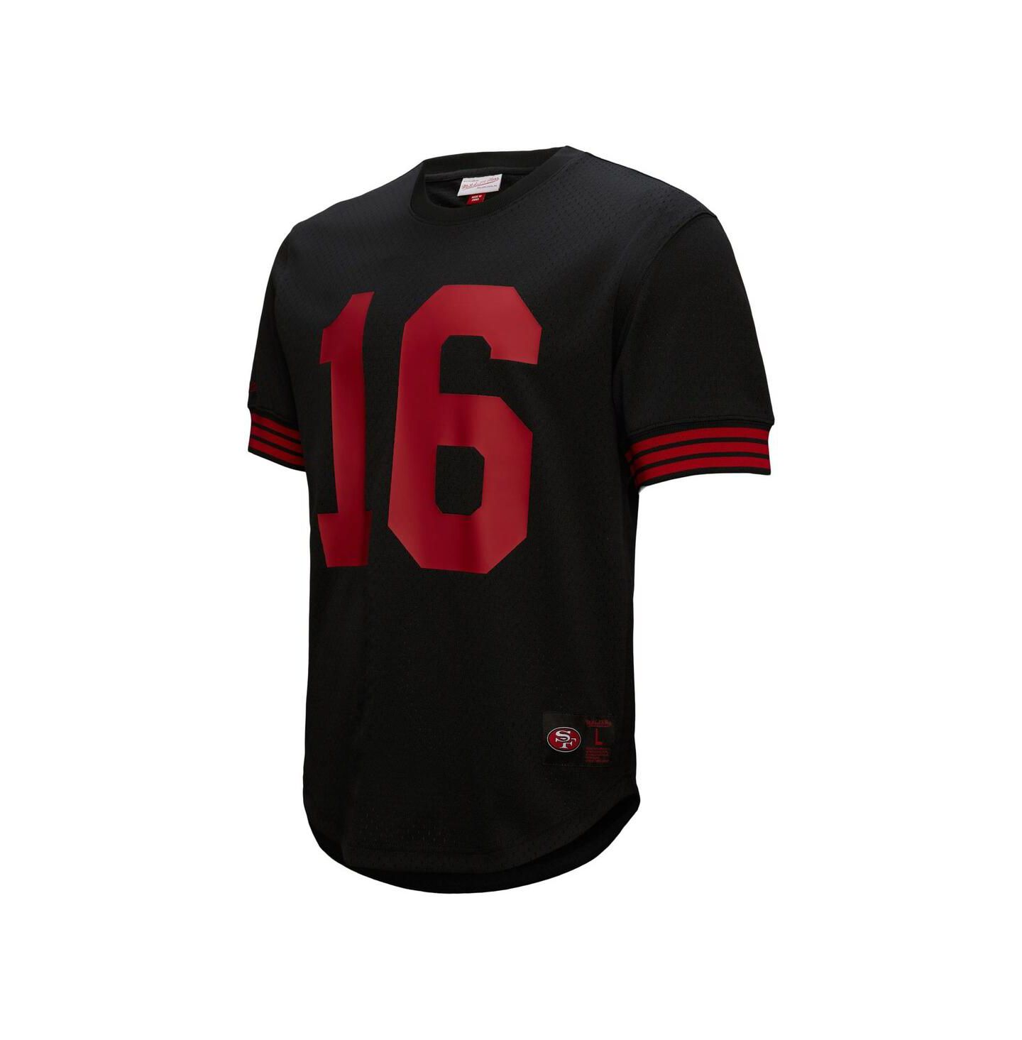 Мужская футболка Mitchell & Ness Joe Montana Black San Francisco 49ers Big & Tall Mesh Player Name & Number — фото 2