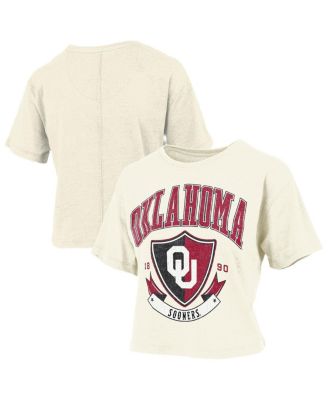 Women's Cream Oklahoma Sooners Buckler Vintage Cropped T-Shirt