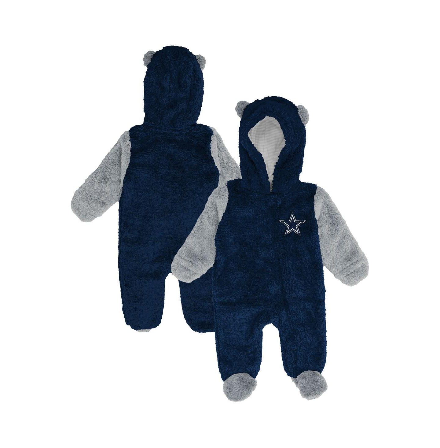 Outerstuff Baby Boys and Girls Navy Dallas Cowboys Stay Napping Fleece Bunting Full-Zip Sleeper — фото 1