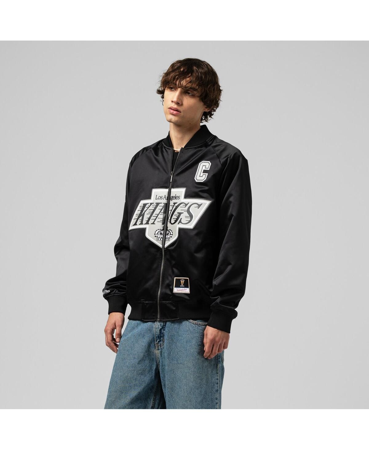 Мужская и женская атласная куртка Wayne Gretzky черного цвета Los Angeles Kings Maxed Out на полной молнии от Wayne Gretzky