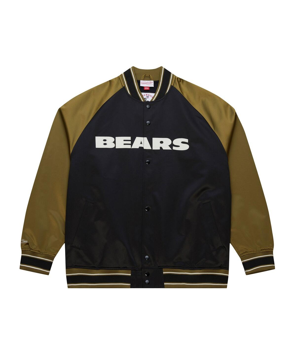 Mitchell & Ness Men's Olive/Black Chicago Bears Vintage Logo Double Clutch Satin Raglan Full-Snap Jacket
