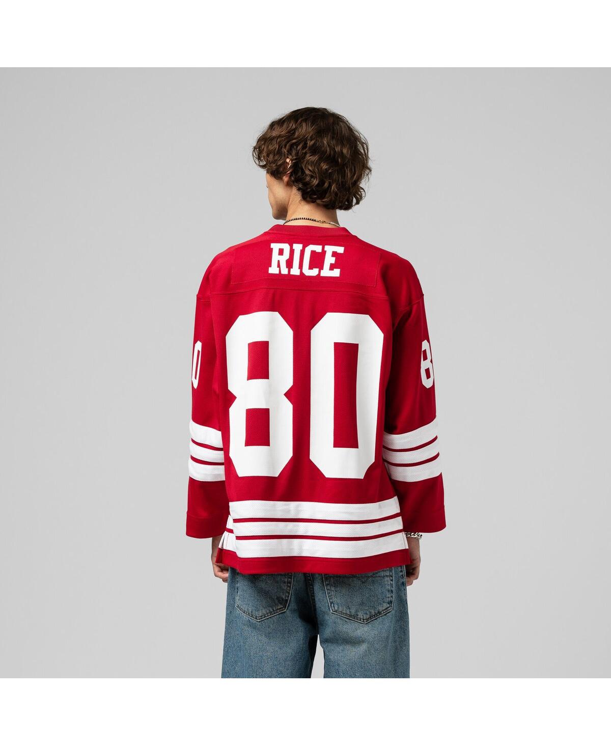 Mitchell & Ness Men's Jerry Rice Scarlet San Francisco 49ers Maxed Out Fashion Hockey Jersey