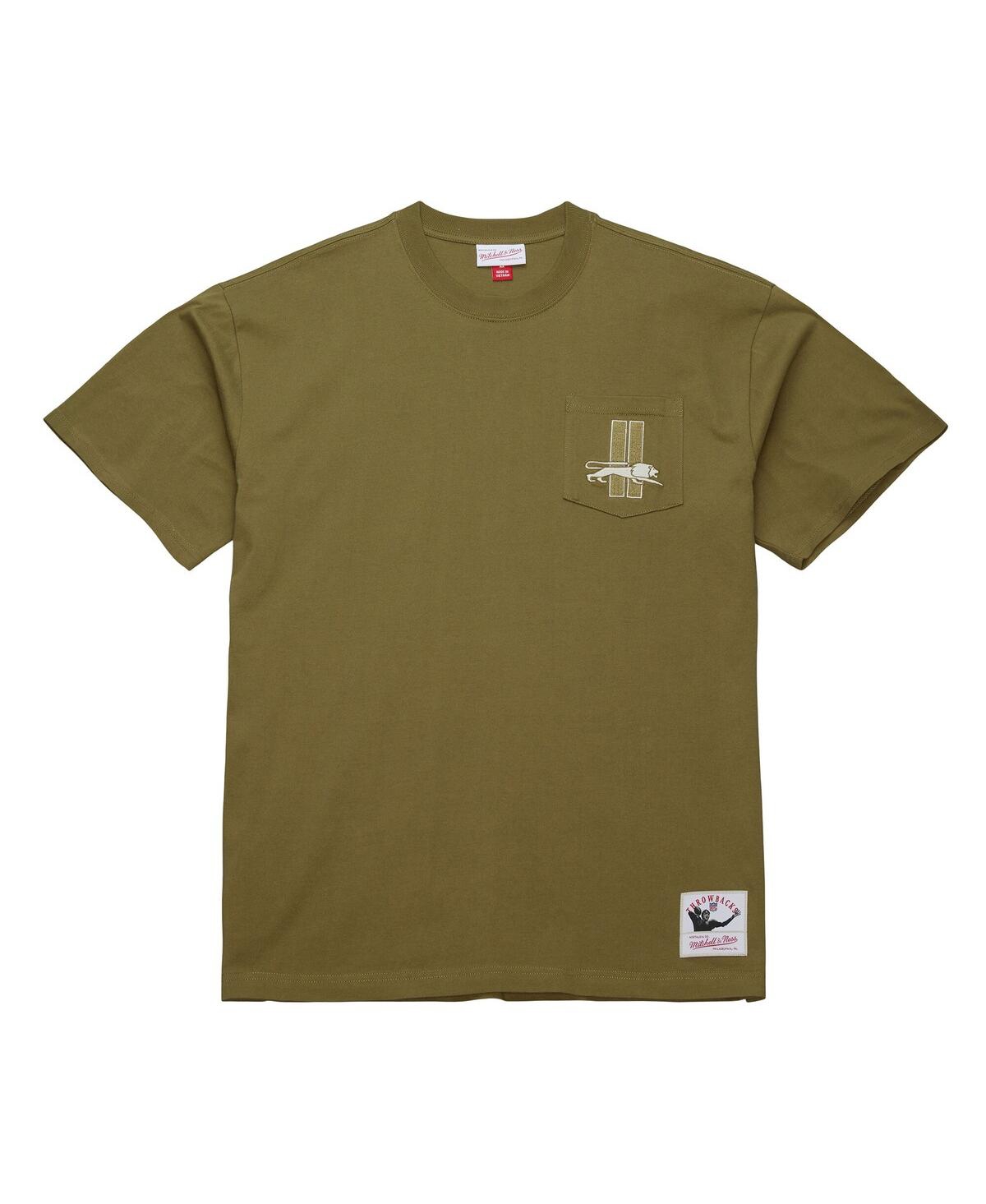 Mitchell & Ness Men's Olive Detroit Lions Vintage Logo Premium T-shirt In Green