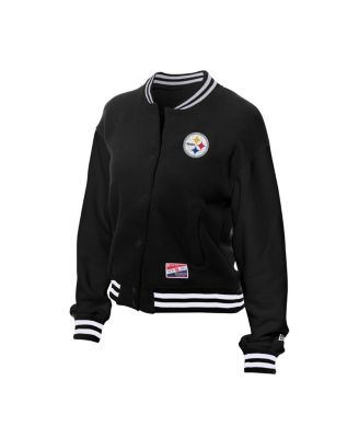 Women's Black Pittsburgh Steelers Throwback Fleece Full-Snap Jacket
