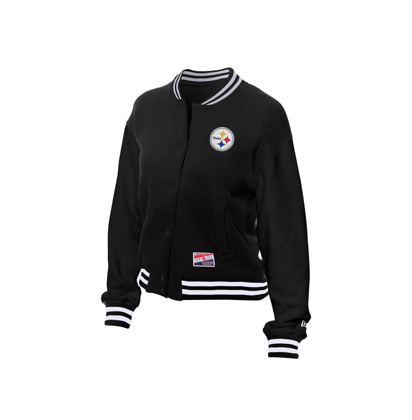 Женская куртка New Era Black Pittsburgh Steelers Throwback Fleece Full-Snap — фото 2