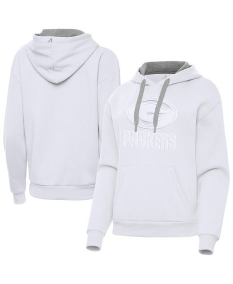 Женское худи Antigua White Green Bay Packers Victory Pullover