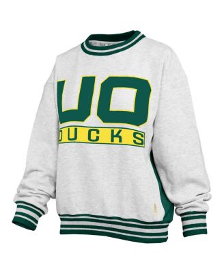 Women's Heather Gray/Green Oregon Ducks Endzone Crewneck Sweatshirt