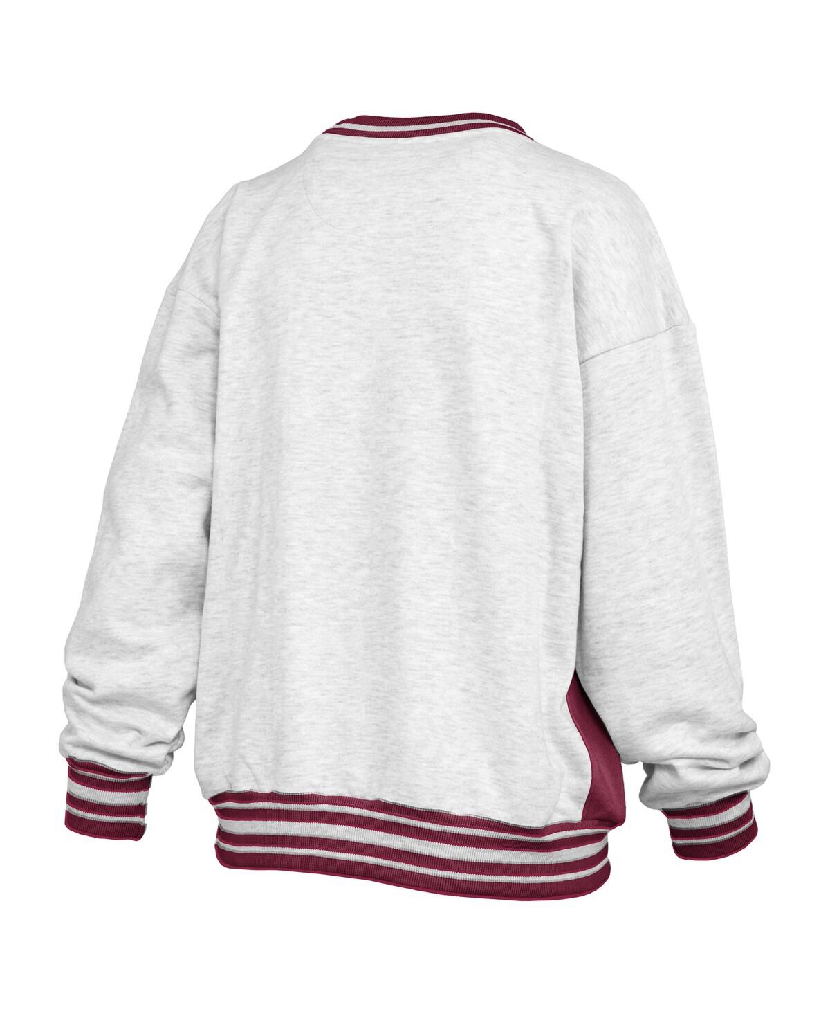 Pressbox Women's Heather Gray/garnet South Carolina Gamecocks Endzone Crewneck Sweatshirt In White