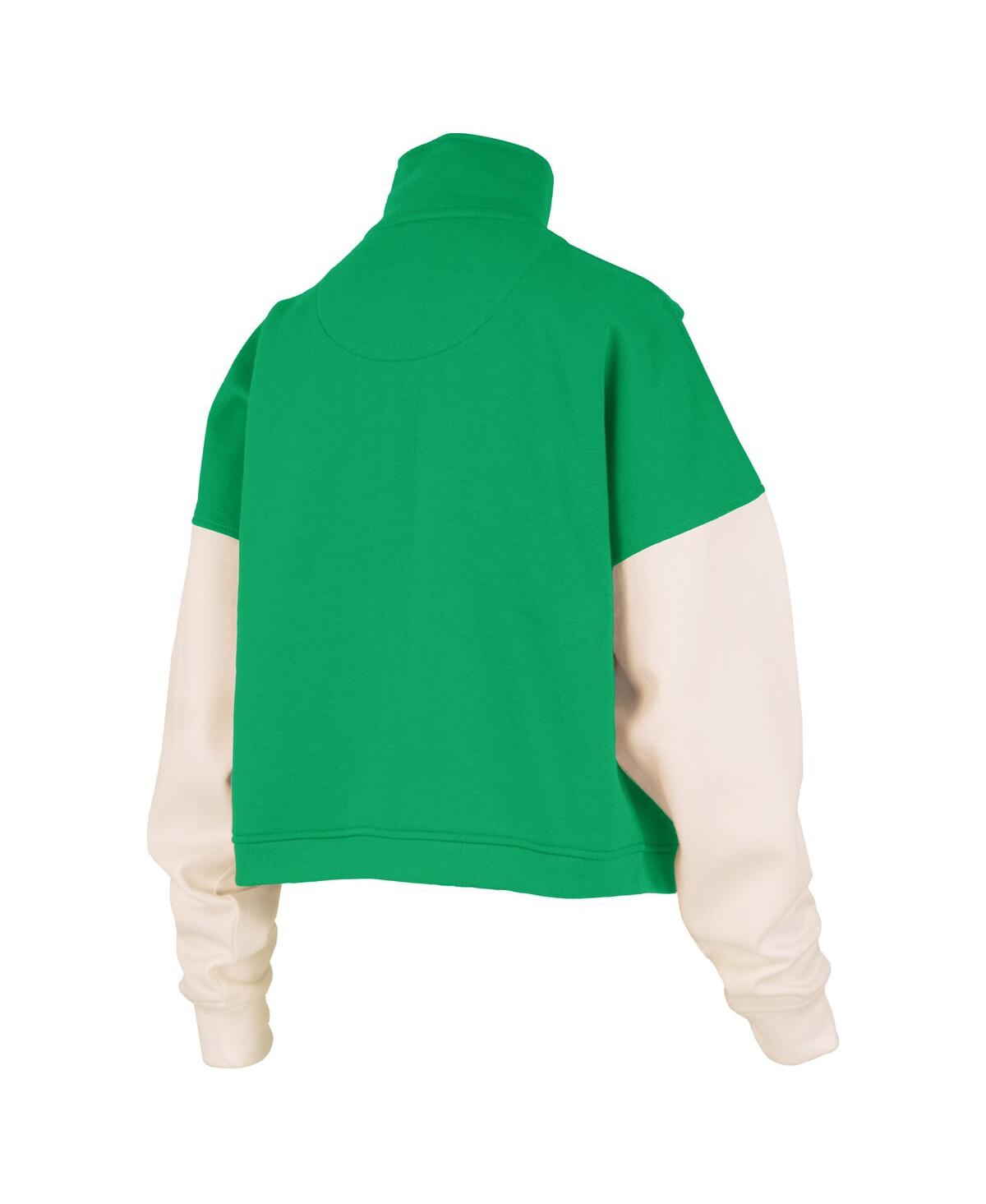 Pressbox Women's Green Oregon Ducks Ferrara Color Block Quarter-zip Sweatshirt In Green