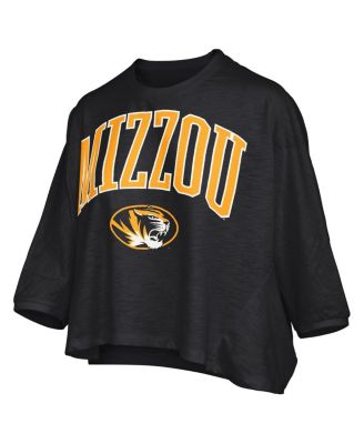 Women's Black Missouri Tigers Midi Arch Over Logo Oversized T-Shirt