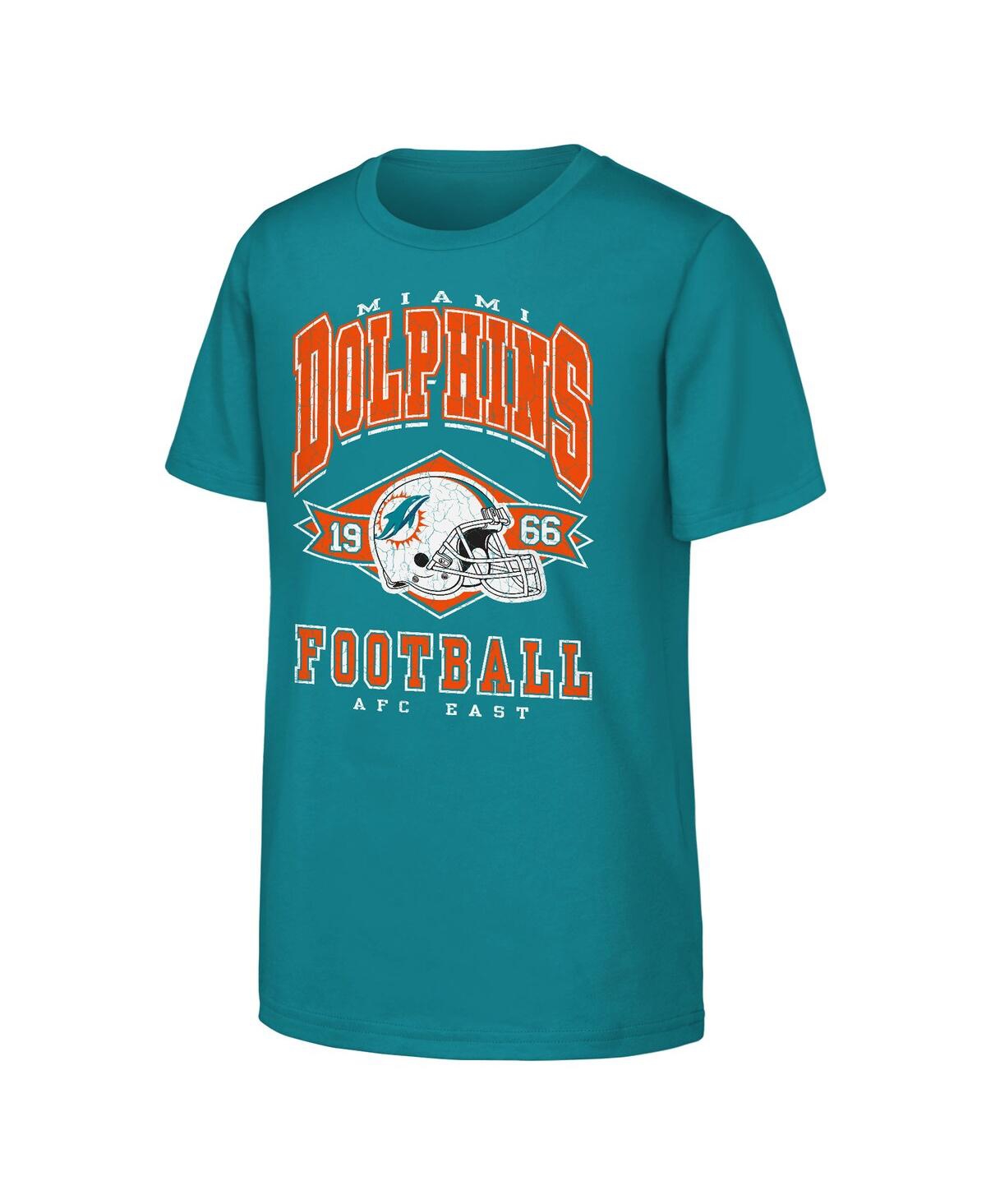 Outerstuff Big Boys and Girls Aqua Miami Dolphins Kick Off T-Shirt