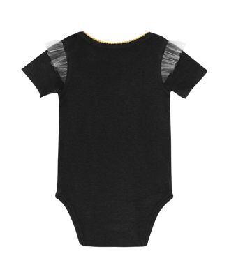 Girls Newborn 2-Piece Black Pittsburgh Steelers My Team Rocks Bodysuit and Skirt Set