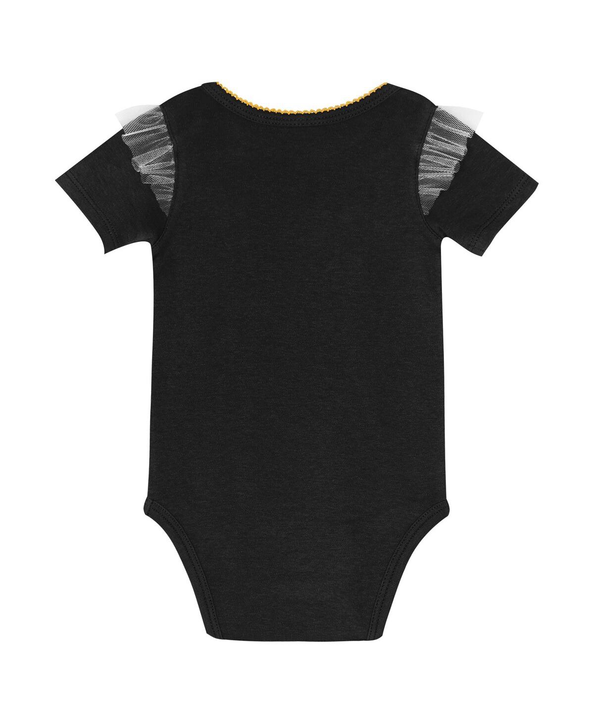 Outerstuff Girls Newborn 2-piece Black Pittsburgh Steelers My Team Rocks Bodysuit And Skirt Set In Black