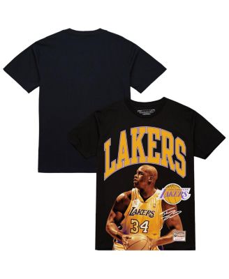 Mitchell & Ness - Men's&nbsp;Shaquille O'Neal Black Los Angeles Lakers Hardwood Classics Player Arch T-Shirt