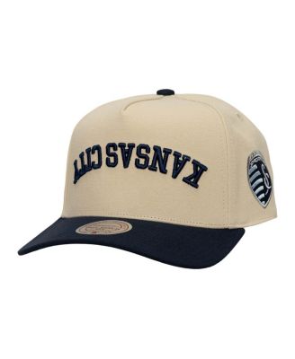 Mitchell & Ness - Men's Cream/Navy Sporting Kansas City Upside Down Pro Pinch Snapback Hat