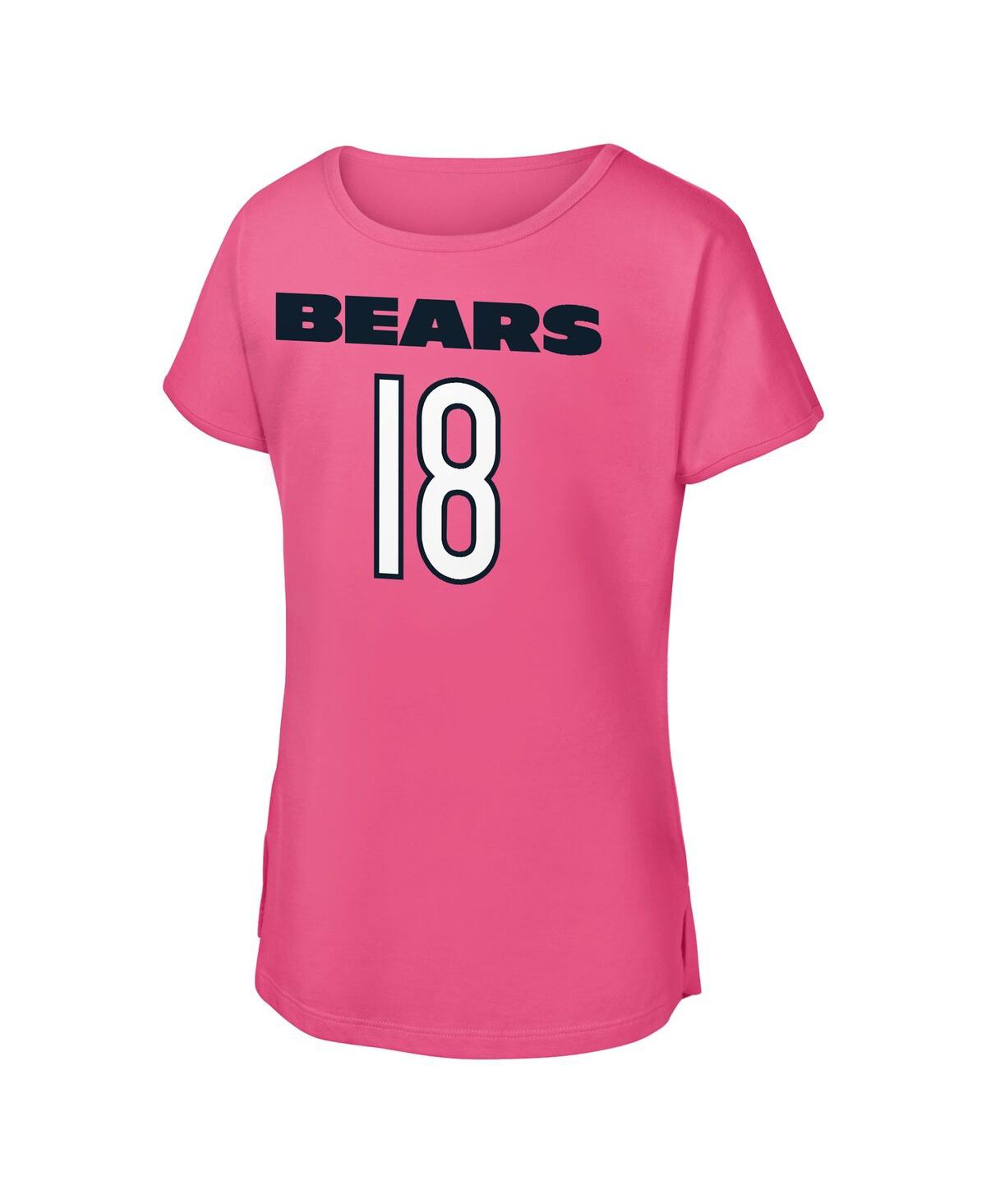 Outerstuff Big Girls  Caleb Williams Pink Chicago Bears Player Name Number T-shirt In Pink