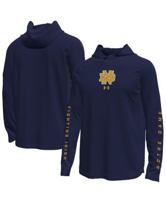 Under Armour - Men's Navy Notre Dame Fighting Irish Tech Stretch Long-Sleeve Hooded T-Shirt