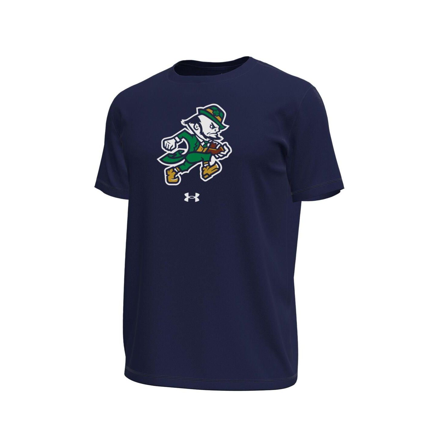 Мужская футболка Under Armour Navy Notre Dame Fighting Irish Sporting Leprechaun Tech Stretch — фото 2
