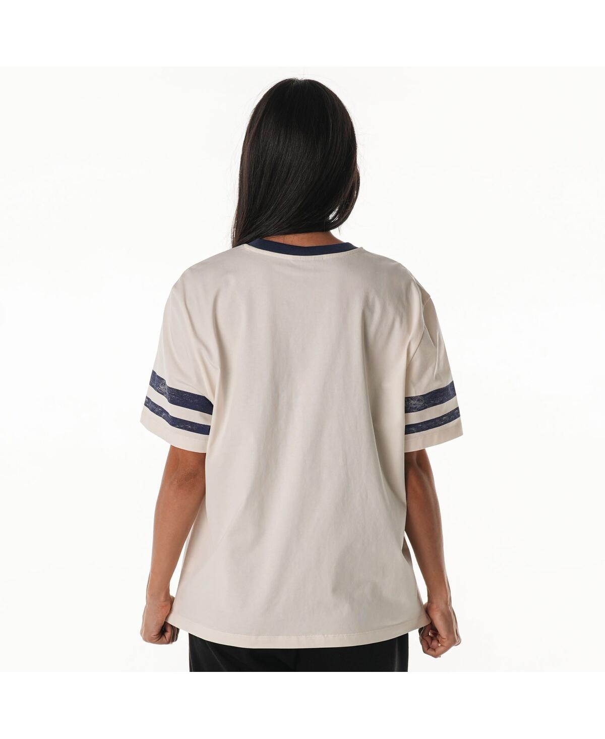 The Wild Collective Women's Cream Chicago Bears Vintage Drop Shoulder Oversized Boyfriend T-shirt In Multi