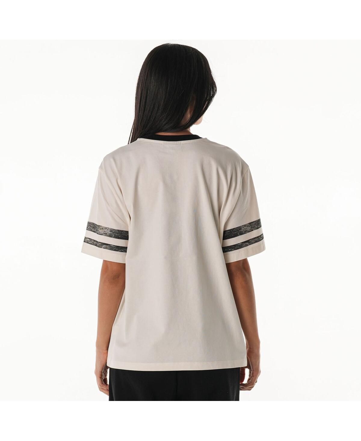 The Wild Collective Women's Cream New York Jets Vintage Drop Shoulder Oversized Boyfriend T-shirt In White