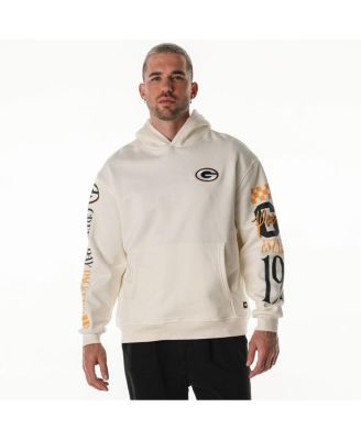 The Wild Collective - Men's and Women's Cream Green Bay Packers Stacked Graphic Sleeve Fleece Hoodie