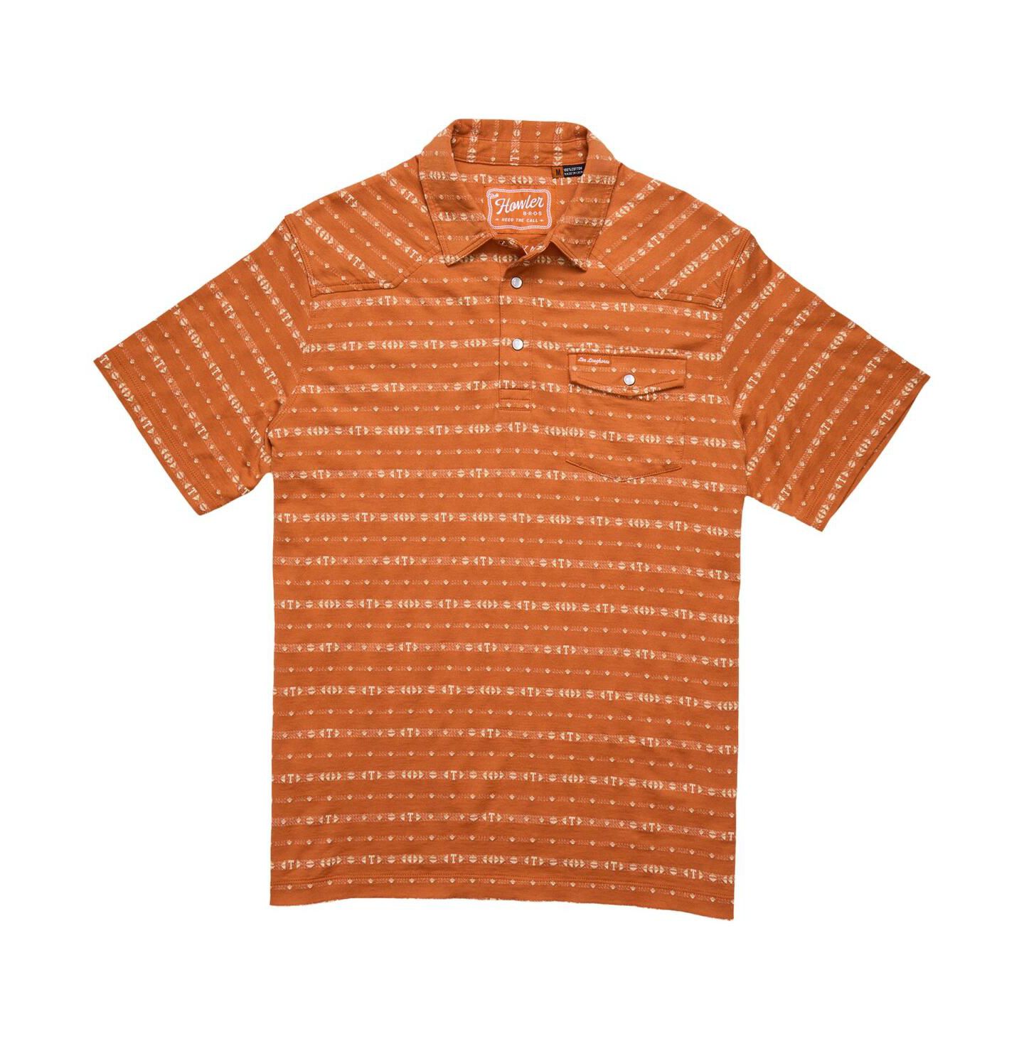 Мужское поло Howler Brothers Texas Orange Texas Longhorns Jacquard Ranchero Polo Shirt — фото 2