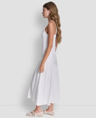 Women's Shirred Sleeveless V-Neck Dress