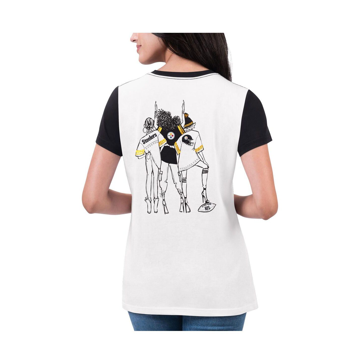 Женская футболка G-III 4Her by Carl Banks White/Black Pittsburgh Steelers Fashion Illustration — фото 2